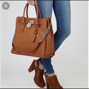 Michael Kors Cognac Large Soft Leather Hamilton Tote
